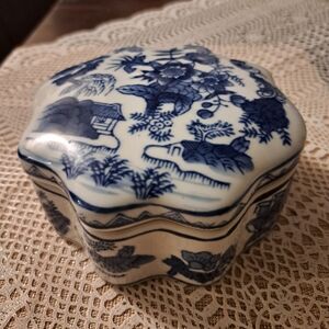 Classic Blue and White Ceramic Keepsake Box